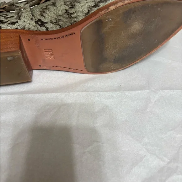 Frye Ray Harness Back Zip Snake Print Ankle Booties - Black and Gray - Picture 9 of 10